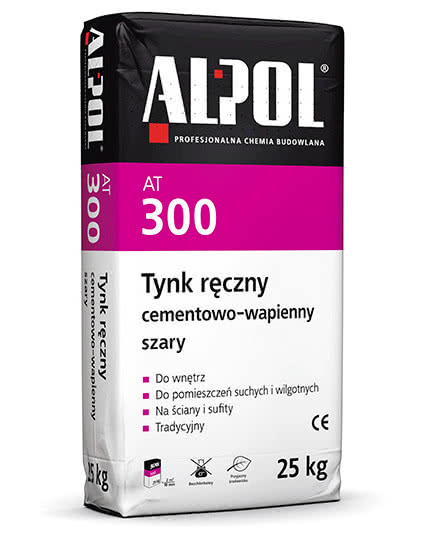 Tynk ręczny cementowo-wapienny szary Alpol AT 300