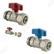 Zawór kulowy wodny 1/2” do rur wielowarstwowych 16x2 mm, z motylkiem