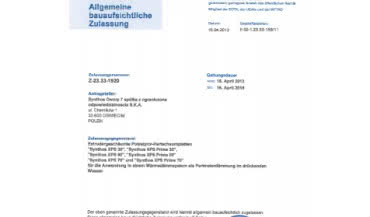 Synthos odnowił niemiecki certyfikat Allgemeine bauaufsichtliche Zulassung