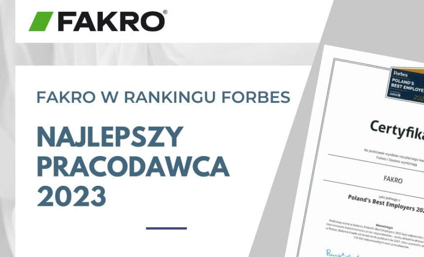 FAKRO Najlepszym Pracodawcą w Polsce 2023 według FORBES